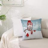 Poliéster Fundas de Almohada,Muñeco de nieve sonriente mascota de estilo 3D con sombrero y bufa,Funda de Cojín Decorativo Manta Funda de Almohada para Sofá Dormitoriocon Cremallera Invisible 50x50 cm