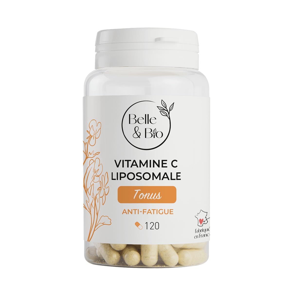 BELLE ET BIO - Vitamine C liposomale - Fabriqué en France - Action tonus anti-​fatigue - 120 gélules