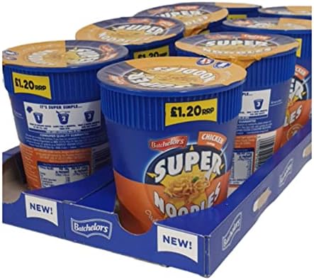 Batchelors Super Noodles Chicken Flavour Pack of 8 Instant Snack Meal Pots