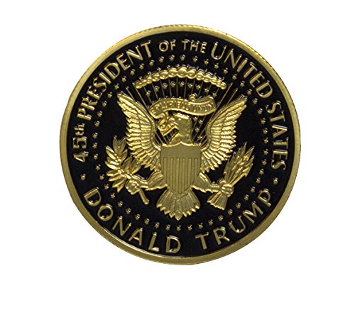 Image of Donald Trump Black & Gold Coin 2018 with Certificate of Authenticity, President Coin, Trump Coin Collectors, 24kt Gold Plated with Black Inlay, 38mm x 2mm