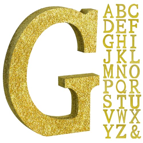 Image of TONIFUL 8 Inch Gold Glitter Letter G Table Centerpiece A-Z Gold Birthday Party Decorations,Gold Alphabet G for Birthday,Chrismas,Graduation,Bridal Shower,Wedding,Anniversary Party Supplies