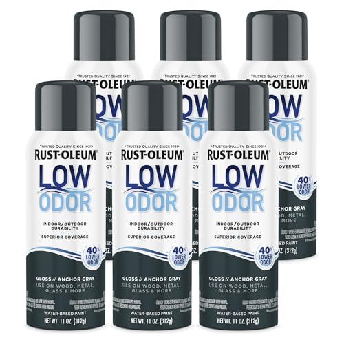 Image of Rust-Oleum Low Odor Premium Spray Paint, 11 oz, Gloss Anchor Gray, 6 Pack