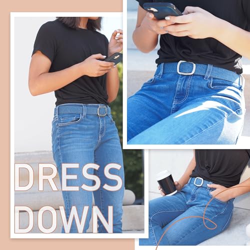 DenimDen 2 Pack Womens Denim Belts for Blue Jeans Belts Fashion Waist Belt for Ladies Pants Dresses3