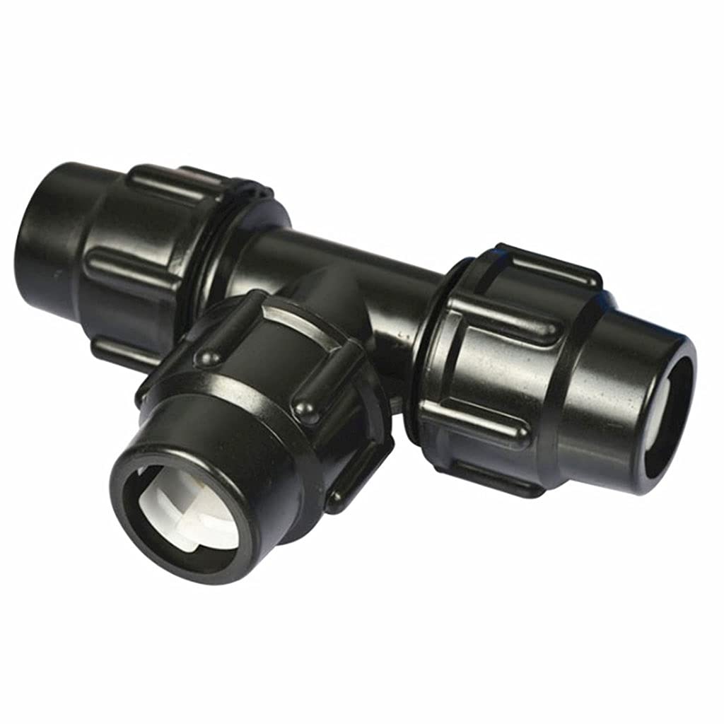 Raccordi per Tubi PE Raccordi A Tre Vie A Tre Vie Raccordi per Tubi, Raccordi per Tubi in Plastica 16/20 / 25/32/40/50 / 63mm (Color : Black, Size : 63mm)