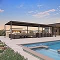 PURPLE LEAF 13' x 30' Louvered Pergola Outdoor Adjustable Louvre Shade Modern Patio Aluminum Pergola with Retractable Roof for Deck Backyard Garden Hardtop Gazebo