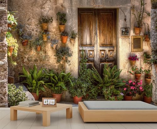 Italian Street Wall Murals Vintage Brick House Mural European Town Mural for Bedroom Tuscany Tuscan Scene Wallpaper for Living Room Children's Room Kitchen 157.5