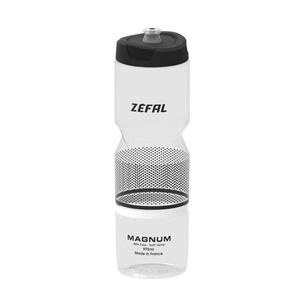 Gourde De Vélo ZEFAL Magnum 975 Ml – Sans BPA, Tétine Soft, Compatible Porte-bidon, Fabriquée En France – Noir Transparent