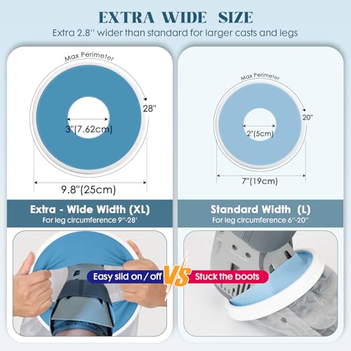 Waterproof Extra Wide Cast Covers for Shower Leg, Extra Large Foot Cast Protector with Non-Slip Bottom, Reusable Leg Cast Cover for Plus Size Adults Large Casts Surgery Shower Boots - Thumbnail 5