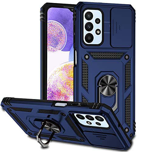 XINYEXIN Funda para Samsung Galaxy M13 4G / Galaxy A23 / Galaxy M23 (6.6'), Funda Cubierta de cámara Deslizante con Magnético Anillo Soporte, Militar PC + TPU Bumper Antigolpes Carcasa - Azul