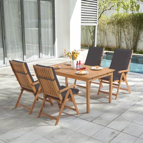 Oc Orange-Casual Folding Patio Dining Chair Set Of 2, Outdoor Acacia Wooden Reclining Chair W/Armrest & Removeable Cushion, Fsc Certified Wood, For Porch, Backyard thumb #6