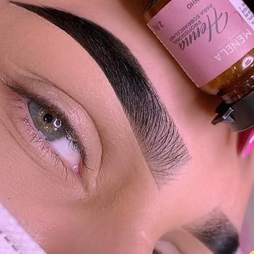 MENELA Eyebrow Henna Tint Kit - Dark Brown Brow Color with Bamboo Extract - Natural Look, Easy Application - 2.5g Henna + 15ml Fixer - Ammonia-Free, Vegan, Cruelty-Free