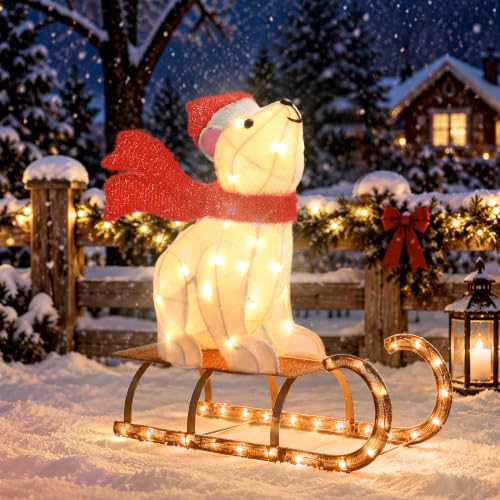GENIMO Polar Bear Outdoor Christmas Decorations, 102 LED Lights, 30.5 in by GENIMO - Used condition - US$38.74