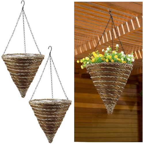 Tiangrid 2 Pcs 12' Wicker and Rope Cone Hanging...