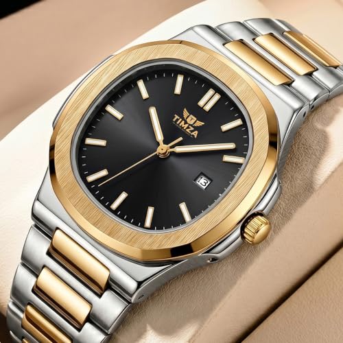 Image of Luxury Business Analog Quartz Watch for Men Sunburst Dial, Stainless Steel Strap, Date Display, Luminous Hands & Water Resistant (Black)