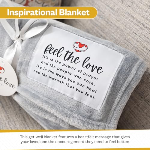 Manta Get Well - Manta Terapéutica - Manta Inspiracional para Mujeres/Hombres - Regalos de Pronta Recuperación - Abrigos Cálidos - Manta Suave de Forro Polar - Fortaleza - Pensamientos de Sanación (Forro Polar Gris 50x65) miniatura 5