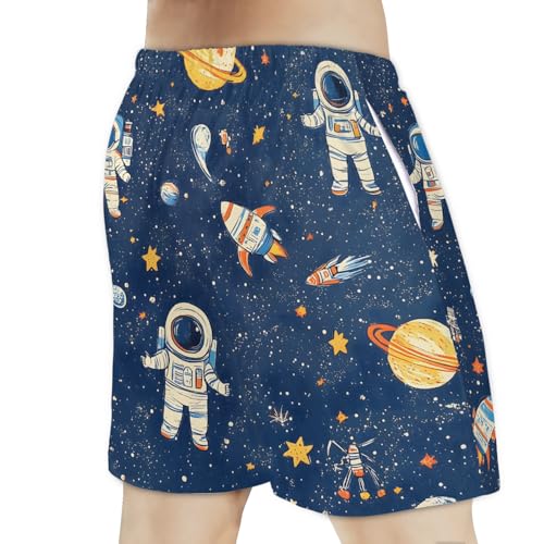 Men's Swim Trunks Size S Astronaut Wallpaper with Mesh Lining Soft Breathable Quick Dry Beach Shorts Grayish Blue3