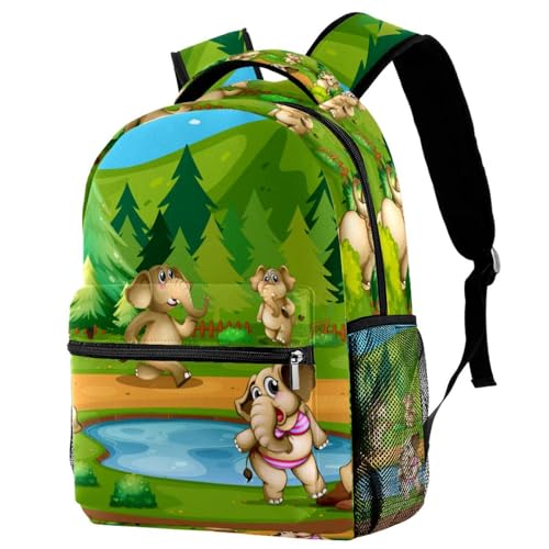 Sac à dos d'école éléphants mignons pour adolescents et enfants, dimensions 29.4x20x40cm