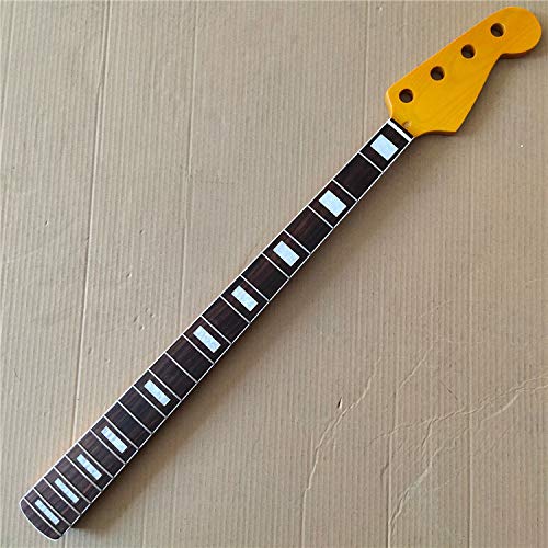Maple 21 frets JAZZ bass guitar neck replacement 4 string rosewood fingerboard yellow