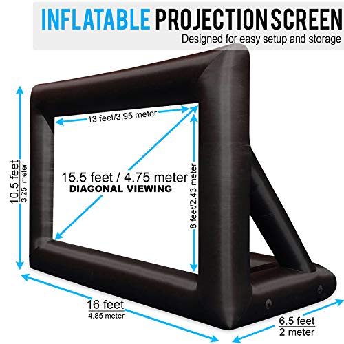 Khomo Gear 20 Ft Outdoor Projector Screen - Supports Front And Rear Projection - Includes Inflation Fan, Tie-Downs And Storage Bag - Inflatable Projector Screen thumb #2