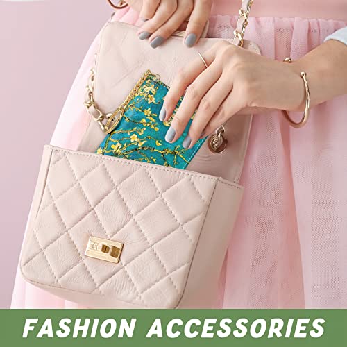 Image of Aiawoxc Credit Card Holder, Small RFID Wallet Slim Leather Card Organizer Case with Zipper and Keychain, Almond Tree