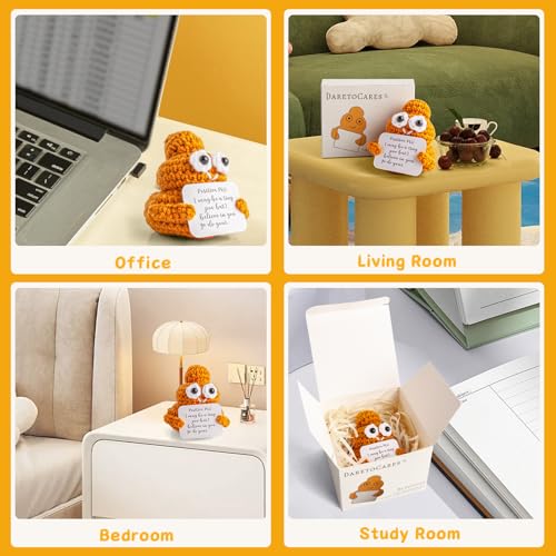 DaretoCares Cute Emotional Support Poop Crochet,Handmade Funny Gag Gifts for Joke,Christmas Day,Family,Friends and White Elephant Gifts for Adults