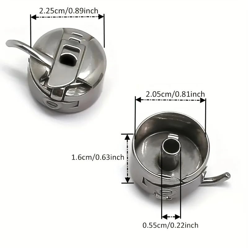 Puste metalowe szpulki, Zestaw 5 sztuk bębenka do maszyny do szycia ze stali nierdzewnej, ładowany od przodu, zamiennik dla klasy 15(5pcs)