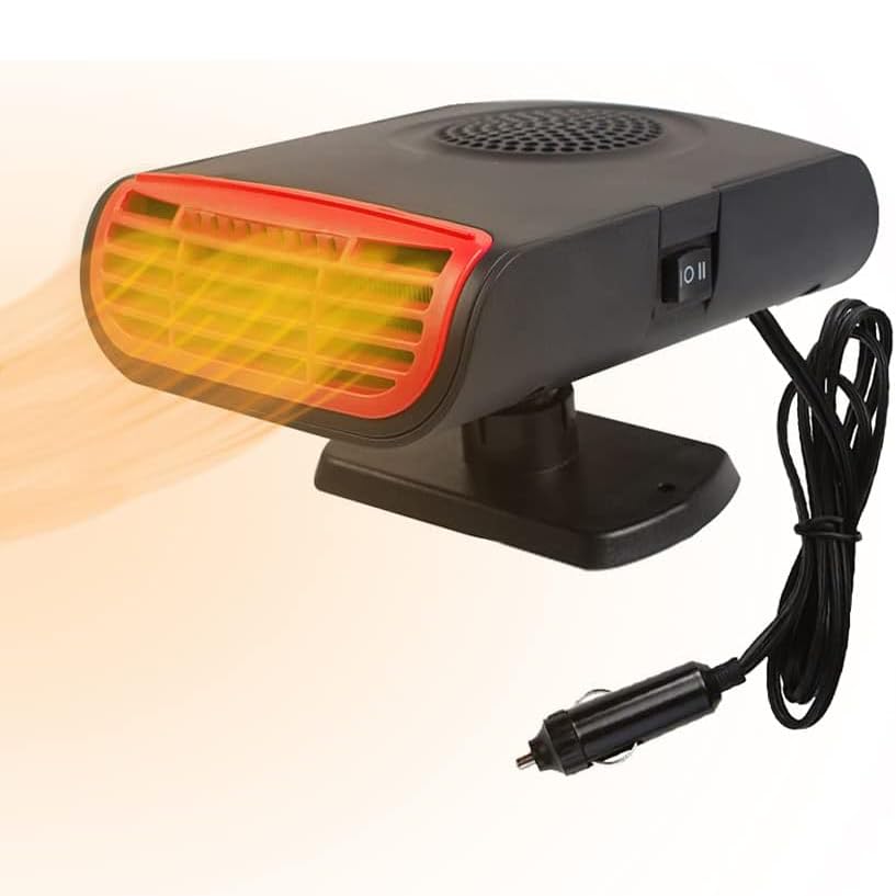Car Heater, 3 in 1 12V Portable Windshield Car Heater with Heating & Cooling & Air Purify Function Electric Fan Heater Heating Windshield Defroster Demister with 360° Rotating Base