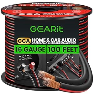 Speaker Wire 16 Gauge, GearIT Pro Series 16/2 AWG Speaker Cable (100 Feet / 30.48 Meters) Great Use for Home Theater Speakers and Car Speakers Black