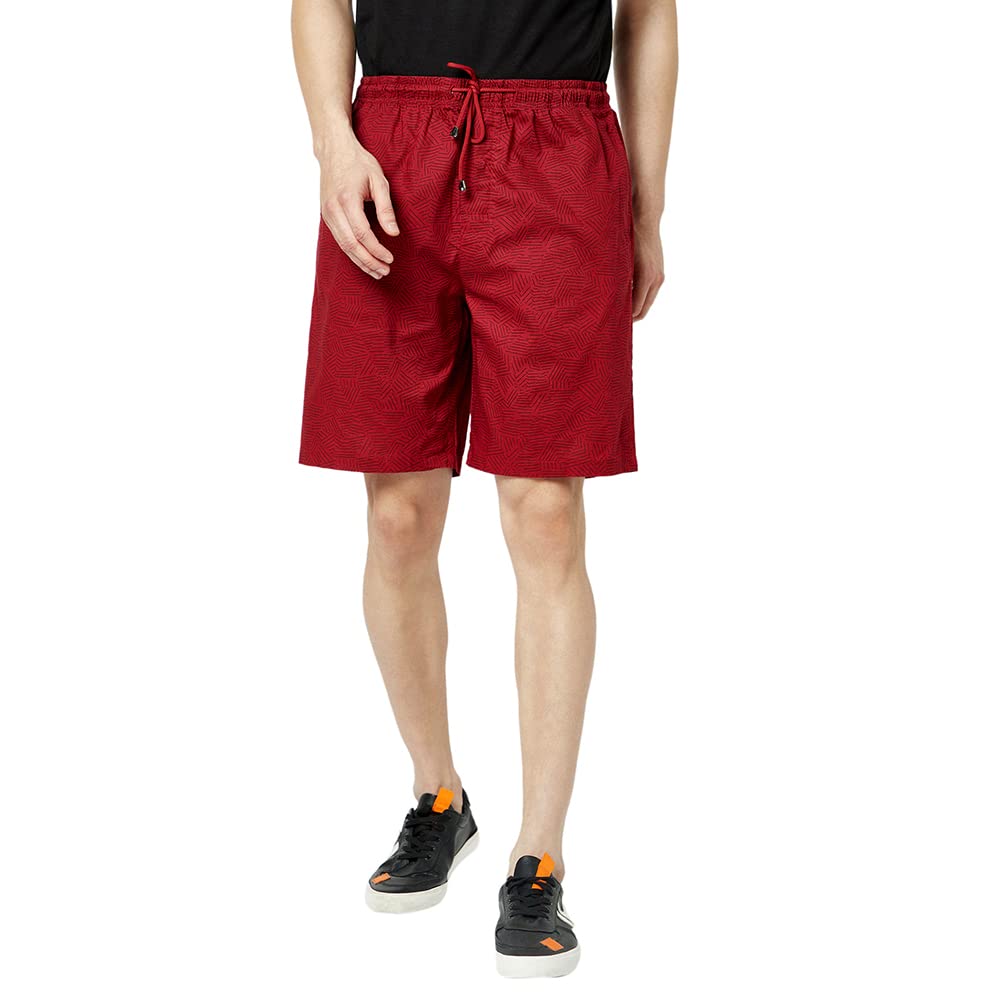 Mens Red Abstract Print Lounge Shorts