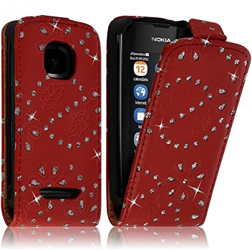 Seluxion - Housse Coque Etui pour Nokia Asha 311 Style Diamant Couleur Rouge