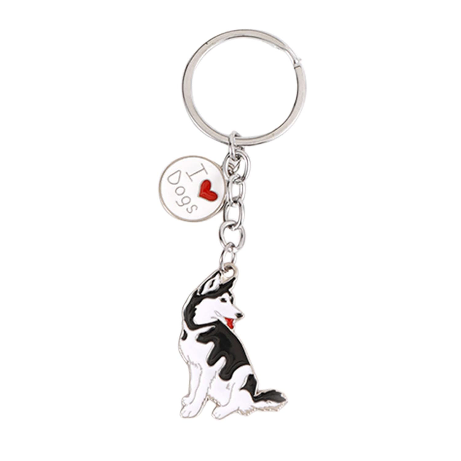 Meiaobest Unisex Husky Dog Id Tag,Dog Lovers Keyring Gifts,Cute Metal Dog Pattern Key-Ring Small Dog Puppy Keychain Keyfob Bag Pendant Present_