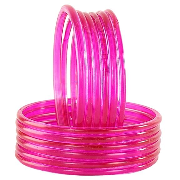 GERIL Jelly Glass Bangles Set for Women | Transparent Jelly Glass Bangles | Colorful Stackable Chudi Bangles | Lightweight Fashion Bangles for Party, Festival & Daily Wear (12 Pieces)