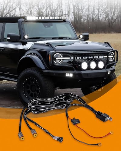 Image of BICYACO LED Light Bar Wiring Harness Kit-16AWG Wiring Kit with 12V Relay 40A Blade Fuse On Off Flush Mounted Switch DT Connector for Off Road Flood Spot Light ATV SUV UTV Boat- 2 Lead(Triangular)