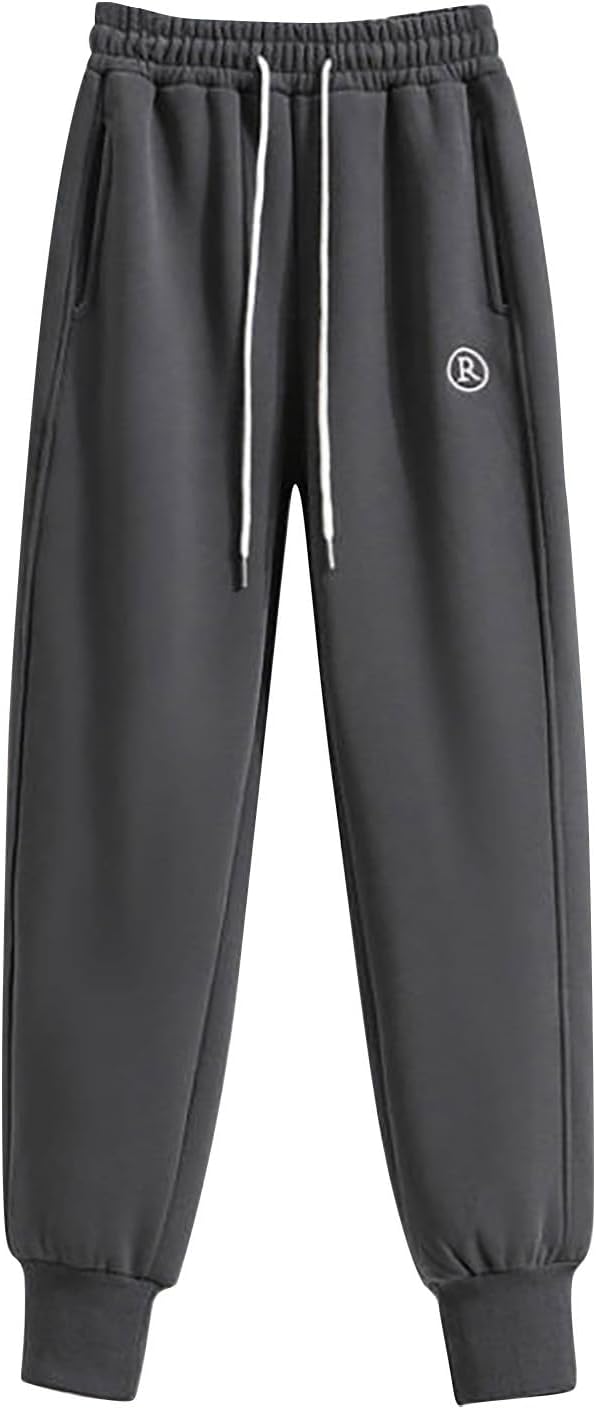 NATHGAM Women Winter Sweatpants Baggy High Waist Fleece Athletic Jogger Pant Trousers Y2K Teen Girls Streetwear Warm Soft