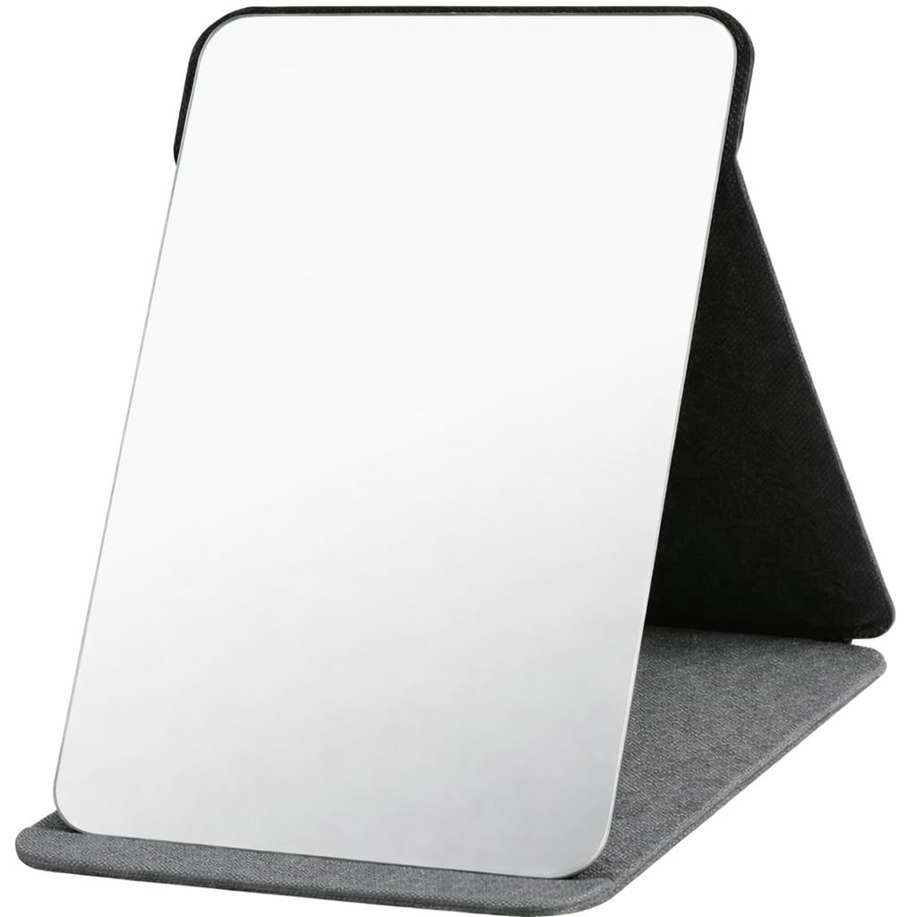20 × 15 CM Portable Folding Mirror, Black PU Leather Travel Mirrors, Super HD Compact Makeup Mirror with Stand, Desktop Foldable Mirrors, Vanity Mirrors,