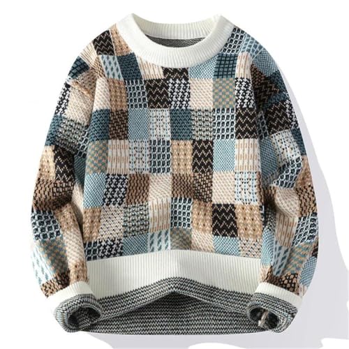 Men's Winter American Retro Casual Round Neck Sweater Loose Long Sleeve Pullover4