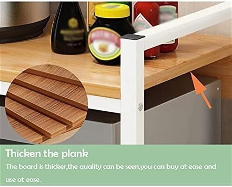 Magnetron rek, magnetron standaard, 3 lagen vrijstaande verstelbare magnetron oven rack keuken unit opslag bakker plank met 4 haken en snijplank standaard voor tafelblad aanrecht, thuis