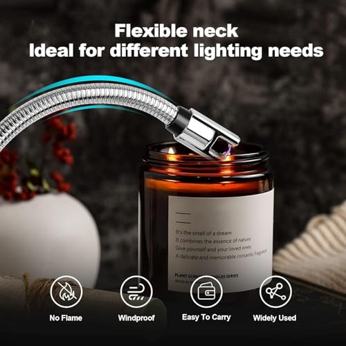 Image of SHITHI ENTERPRISES Electric Arc Lighter For Kitchen | Rechargeable USB Lighter With Flexible Neck| Windproof & Flameless| 200 Uses Per Charge| C-Type Charging | Safe For Gas Stove,Candle & BBQ