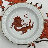 Avec bord doré parfait et dragon rouge Ming