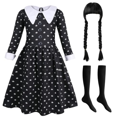 Berich Girls Black Dress Princess Black Dress up Costumes 5-6 Years 130