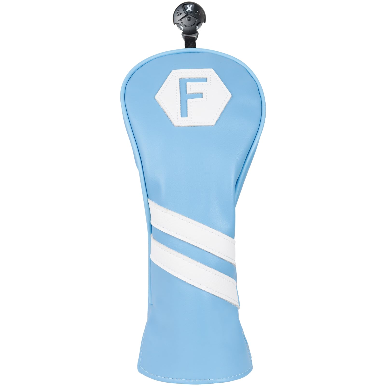 Golf Club Head covers Fairway Wood FW with Interchangeable Number Tag 3457X Elastic Closure Light Blue PU Leather