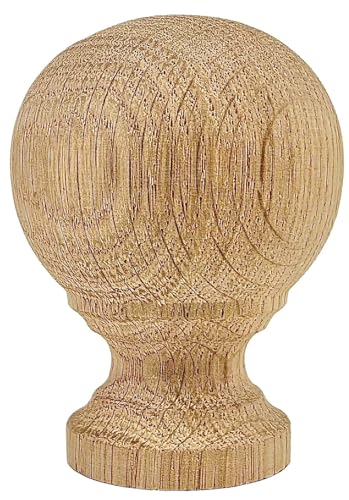 Image of Highland Manor Wood Products Melrose Ball Finial 2 7 /8 inch x 2 1 /8 inch Wide - Unfinished Wooden Finials for Indoor Use - Perfect for Staircases or Bed Posts (Oak) (4 Finials)