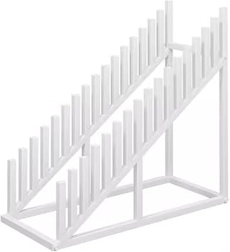 Tile Rack,Heavy Duty 16-Tier Tile Display Rack - Large Capacity Floor Standing Metal Wooden Storage Shelf for Quartz, Stone, Glass Samples - Ideal for Warehouses Showroo,White
