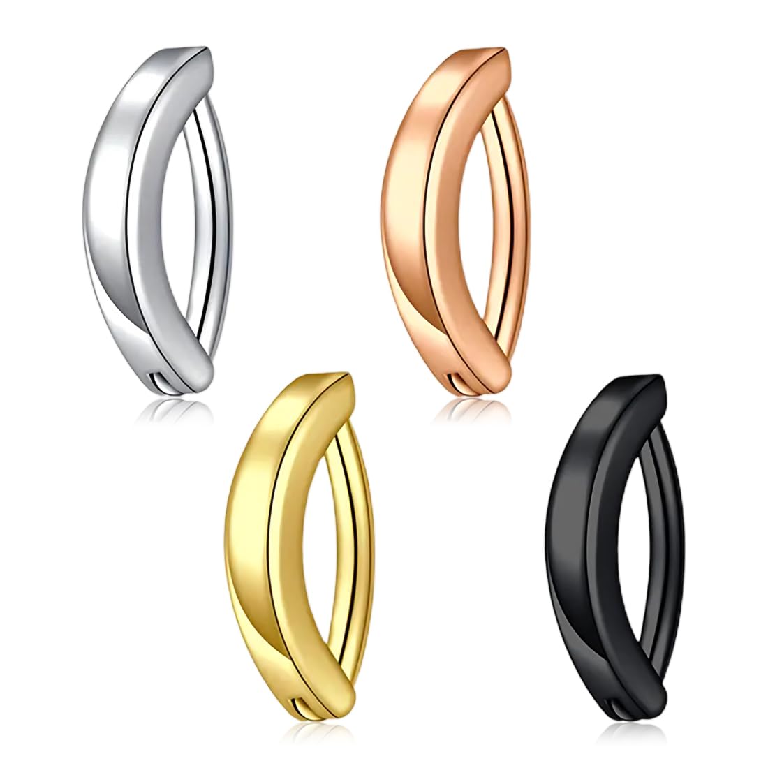 ZOKJSW 4pcs Piercing Ombligo para Mujer - Joyería de Cuerpo(Plata,Oro) Curvo Inverso Aro Septum Acero Quirurgico Pircing Banana
