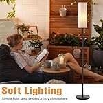 Ambimall 64'' Floor Lamp for Living Room with Bulb - Tall Lamps with Beige Lampshade & Pull Chain Switch, Pole Lamps for Bedrooms Tall, Minimalist Floor Lamp - Image 4
