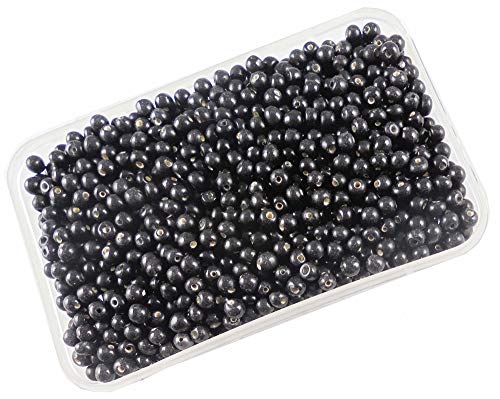 Image of eshoppee 4mm Black Round Glass Beads | 200 gm