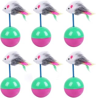 Surakey 6pcs Cat Toy Plush Mouse Tumbler Toy Feather Mice Shape Toy Interactive Ball Kitten Funny Catch Toys Animals Cat Toy Mice Pets Doll Mice Catnip Toys for Indoor