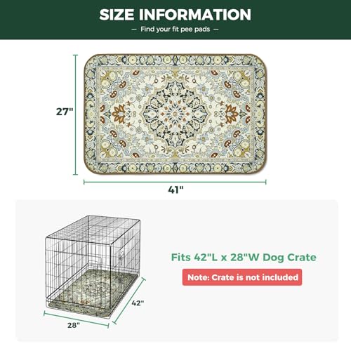 Image of FXW Washable Pee Pads for Dogs, Puppy Pads with Super Absorbent, Specifically Designed for 42inch Cages, 27 inch x 41 inch Rectangle, Boho Beige, 2 Packs