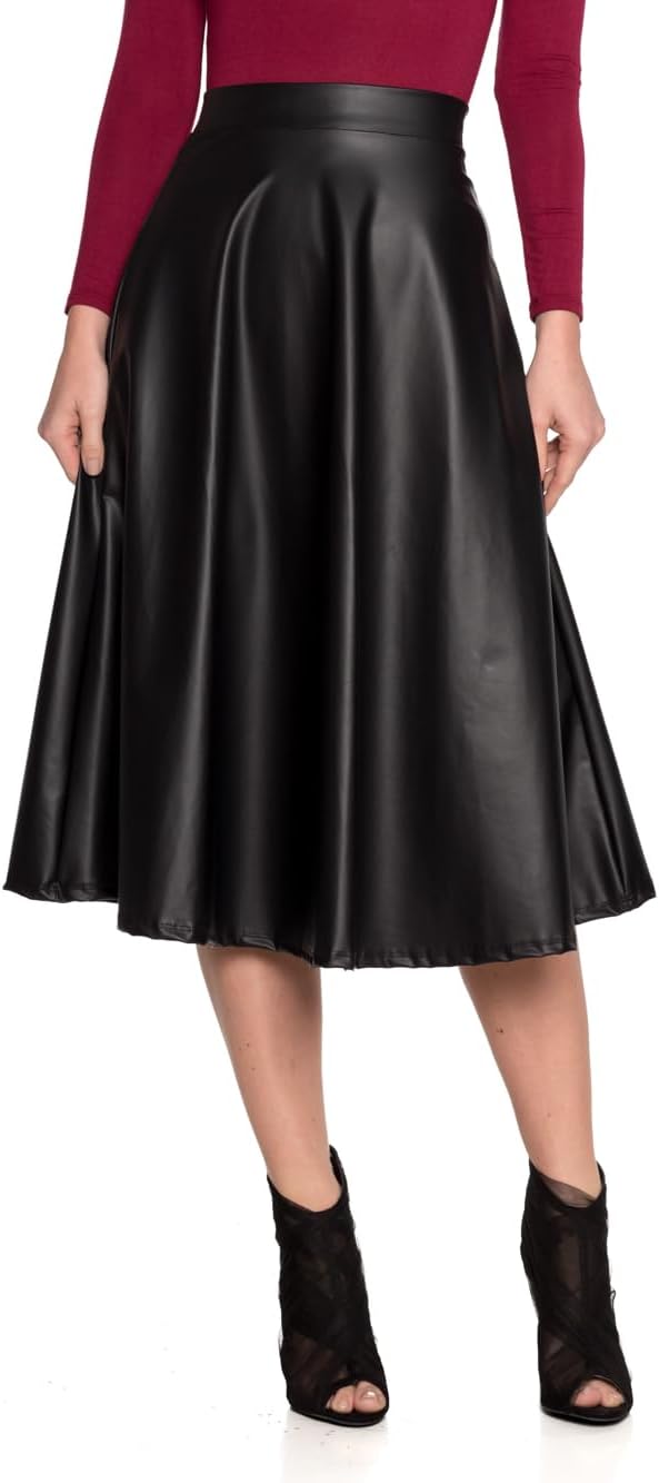 Cemi Ceri Women's J2 Love Faux Leather Flare Skirt
