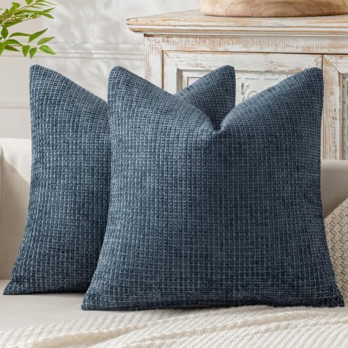 Image of MIULEE Decorative Navy Blue Euro Sham Pillow Covers 24x24 Inch 2 Pack